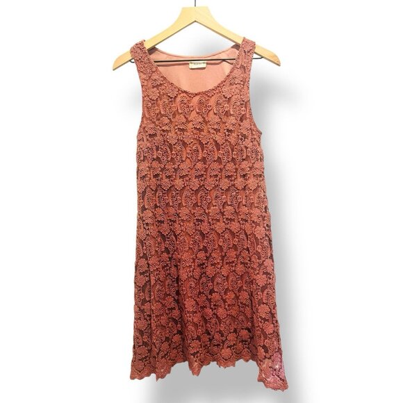 Altar'd State Lace Embroidered Mini Dress Pink Mauve Size Medium Sleeveless - Picture 1 of 12